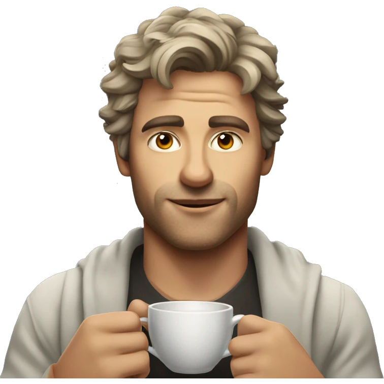 cool solo portrait of male drinking tea emoji