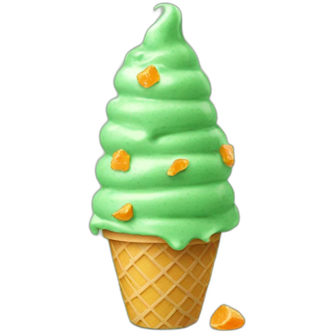 Ice cream green with Orange chips emoji