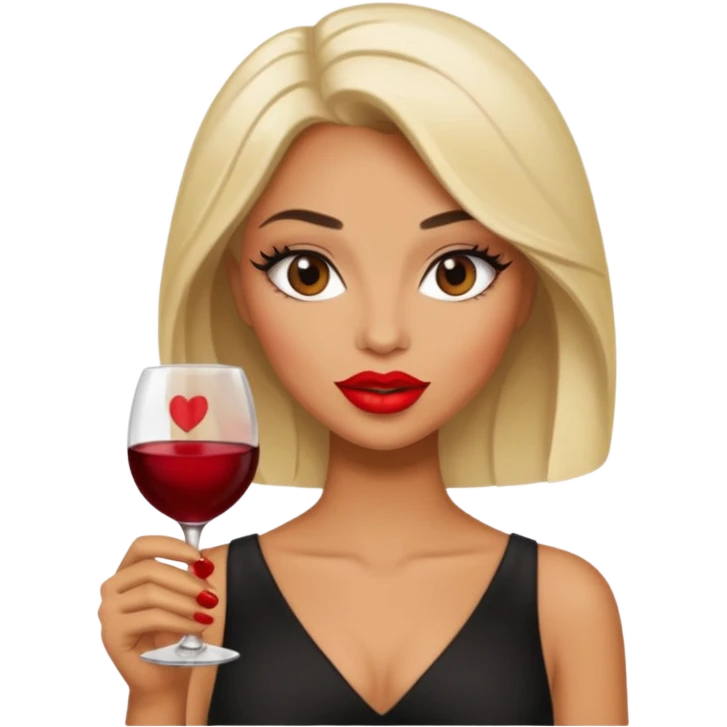 Sassy baddie in red lipstick holding wine glass emoji