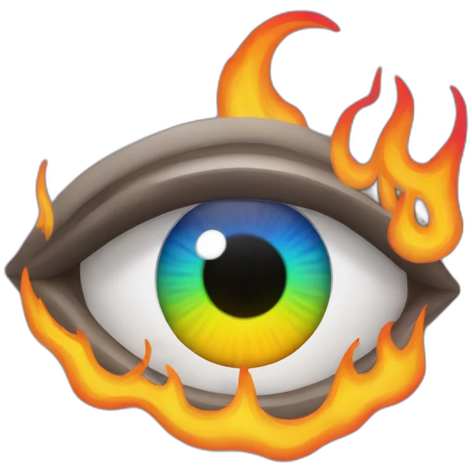 Main object Eye with Brow. Background rainbow flame emoji