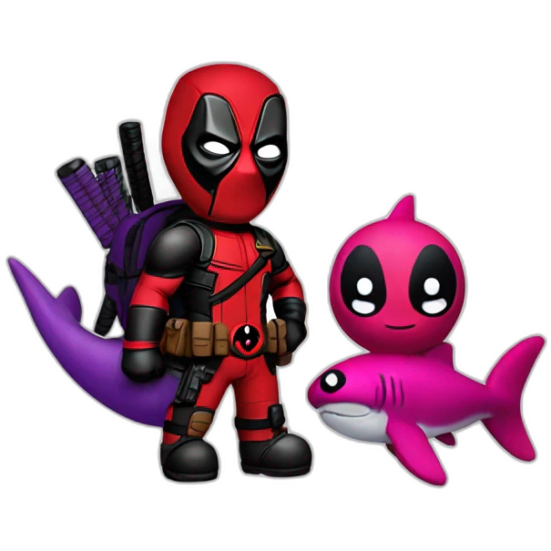 deadpool with purple shark plushie emoji