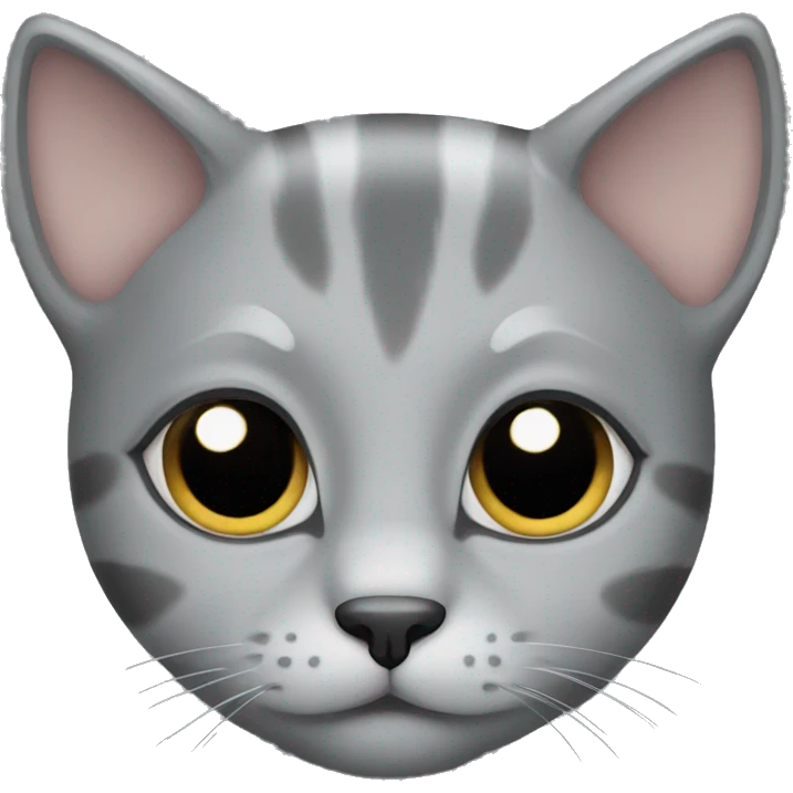 Grey kitty with black eyes emoji