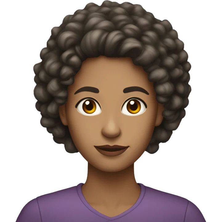 long dark curly hair brown eyes oval face woman light skin teacher emoji
