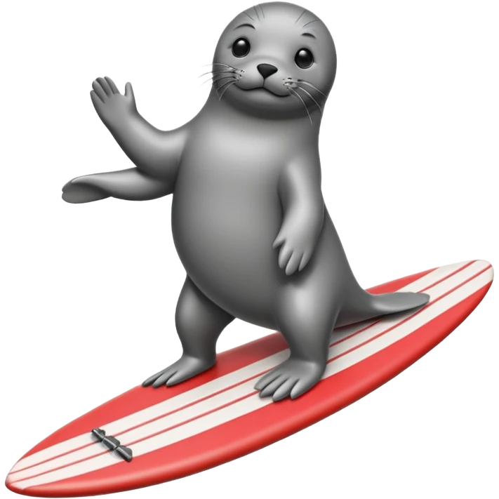 Seal riding a surfboard emoji