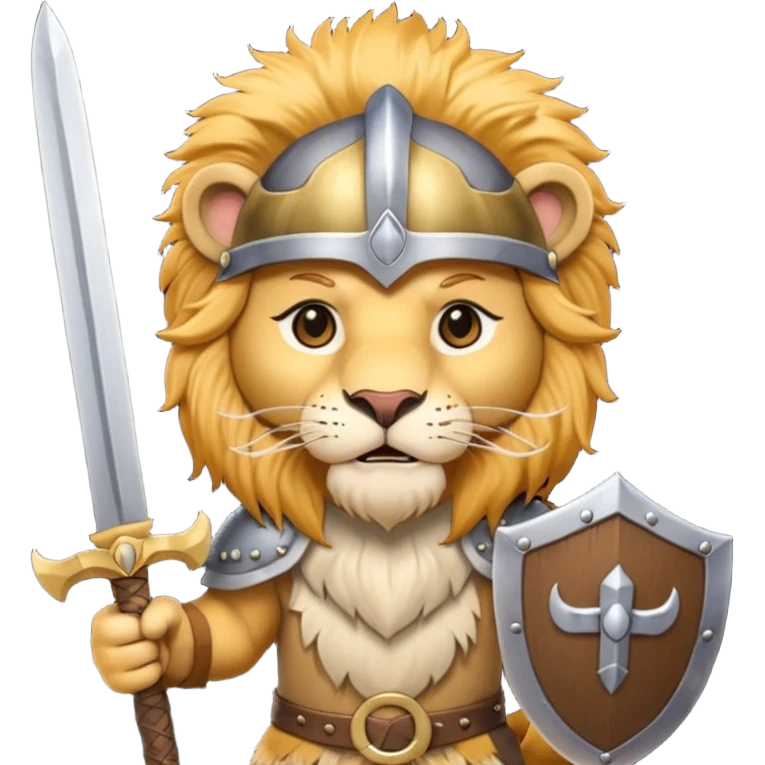 lion with viking helmet and sword behind emoji