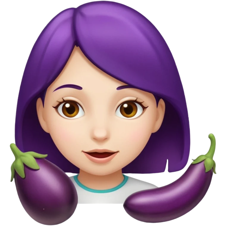 Girl eating eggplant emoji