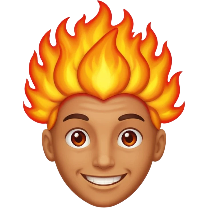 smile with the fire brain emoji
