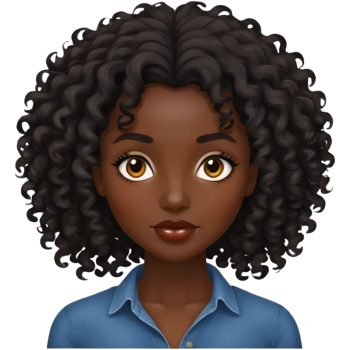 Alluring african woman curly black tousled hair emoji