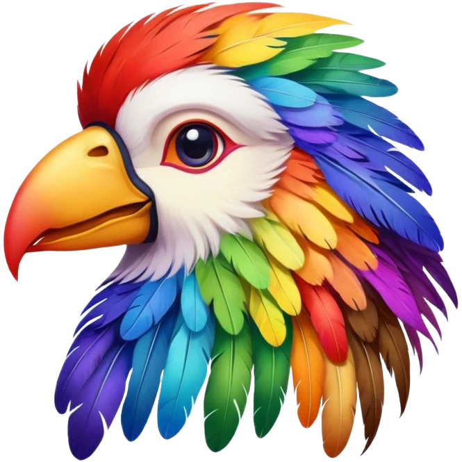 Man with bird feathers rainbow and beak emoji