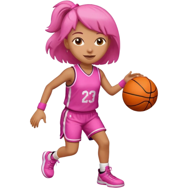 A pink girl playing basketball emoji