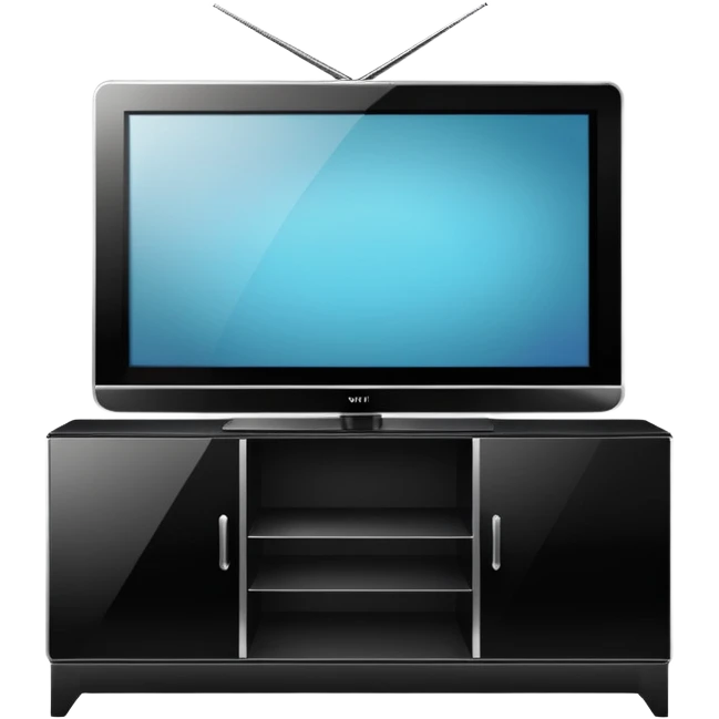modern tv standing on a super luxurious white cupboard emoji