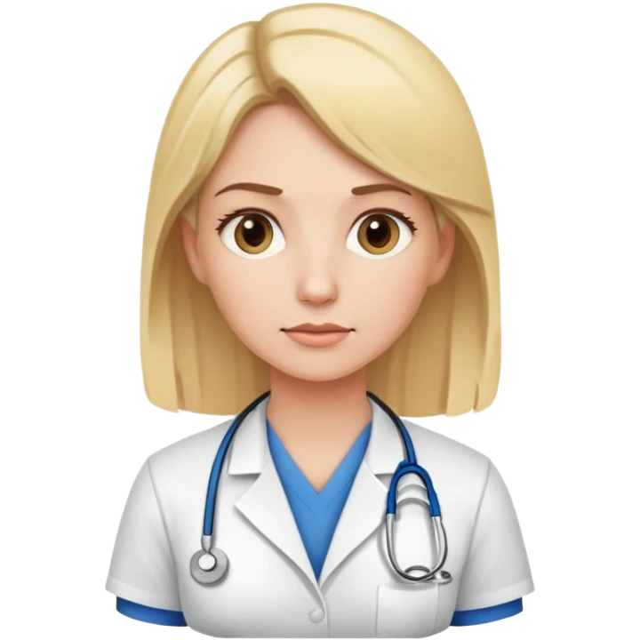 blonde female physical therapist with thoughtful expression, wearing professional medical attire emoji