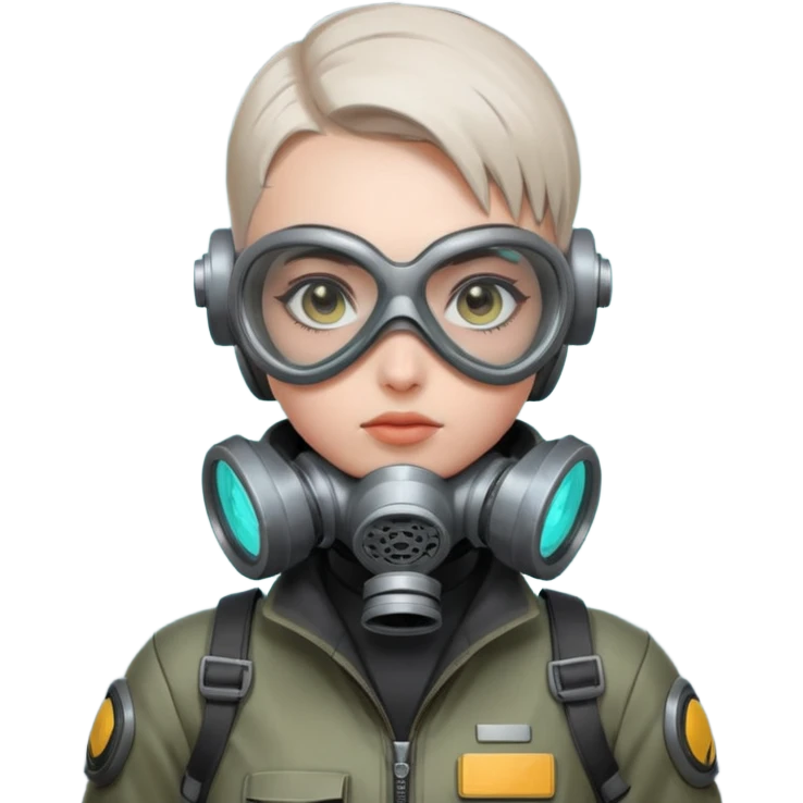 cyberpunk gasmask girl programmer buzzcut emoji