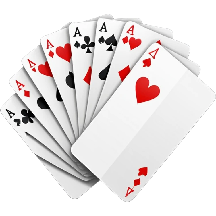 Minimalistic flat vector icon, iOS style, thin black contour on white background. Deck of abstract cards fanned out, each with simple symbols. Clean, no text, no shadows emoji