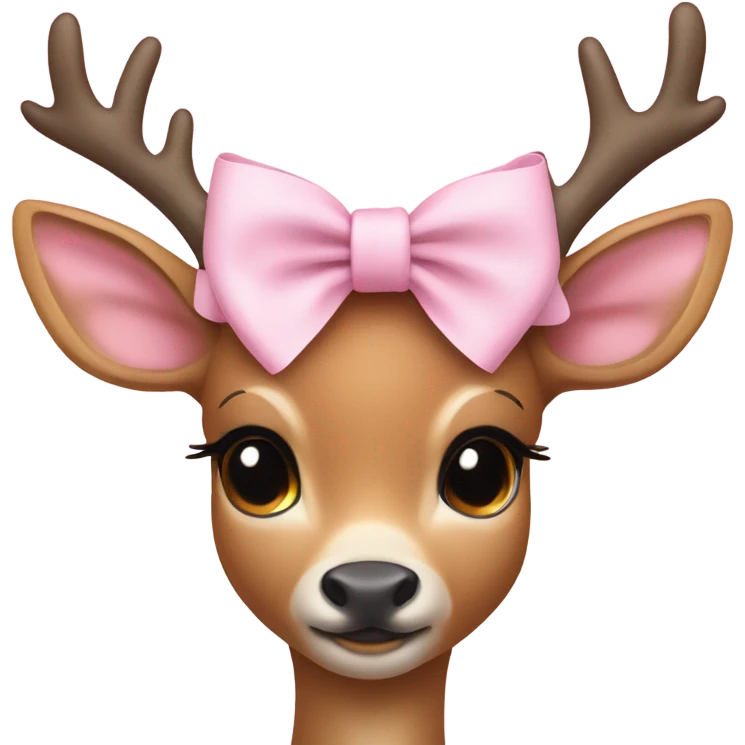 Coquette deer with baby pink bow emoji
