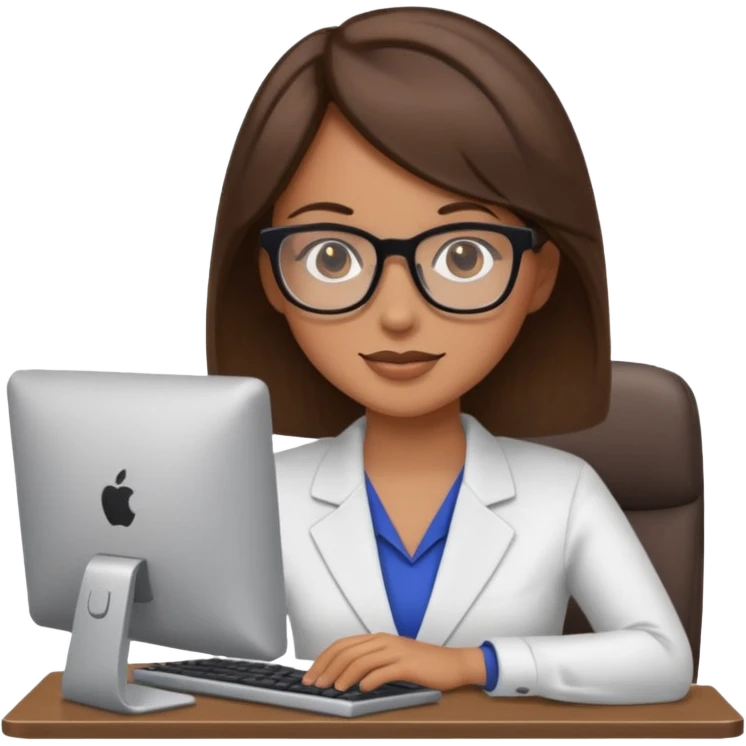administrative assistant with brunette hair on computer emoji