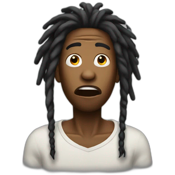 Shocked black man with dreadlocks emoji