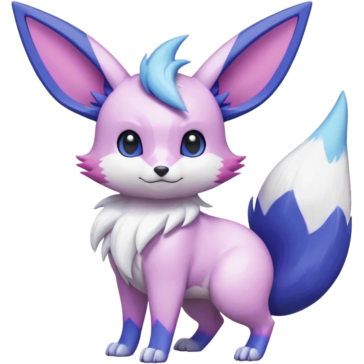 Frosty Albino Shiny Pastel White with Violet and Indigo and pink markings Eevee-Liepard-Zangoose-Pokémon-Digimon-Fakémon-fusion-hybrid-creature emoji