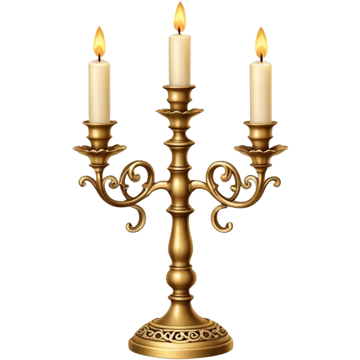 decorative candle holder with three lit candles, candelabra emoji