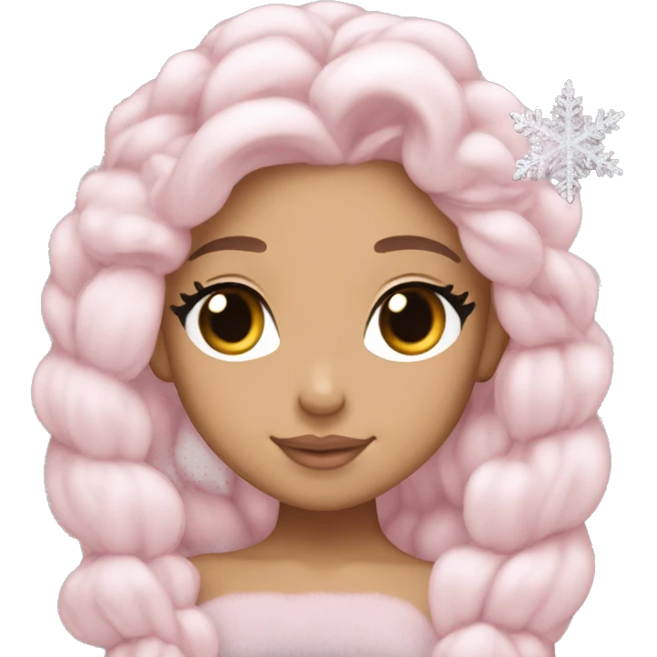 Ariana Grande sleeping light pink hair holding a snowflake emoji