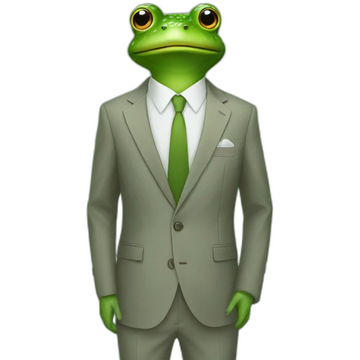 frog wears suite emoji