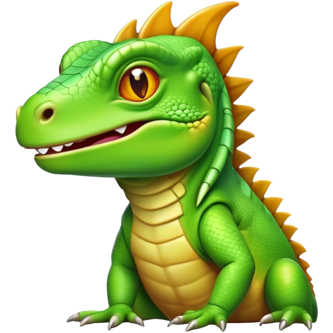 Cinematic Realistic Comical Iguana Portrait Emoji, Head tilted dramatically with an exaggeratedly amused expression, featuring a striking, glossy green-scaled body with bold natural textures and wide, expressive amber eyes brimming with playful disbelief, rendered with lifelike clarity and vibrant hues, high shine, dramatic yet playful, styled with an air of cheeky tropical mischief, soft glowing outline, capturing the essence of a spirited and over‐the‐top iguana that looks ready to charm its way into viral fame! emoji