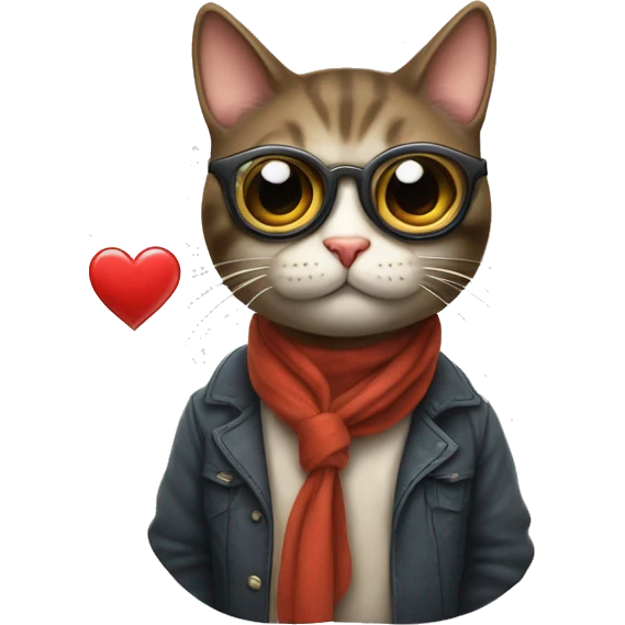 Gato con botas y lentes de corazón  emoji