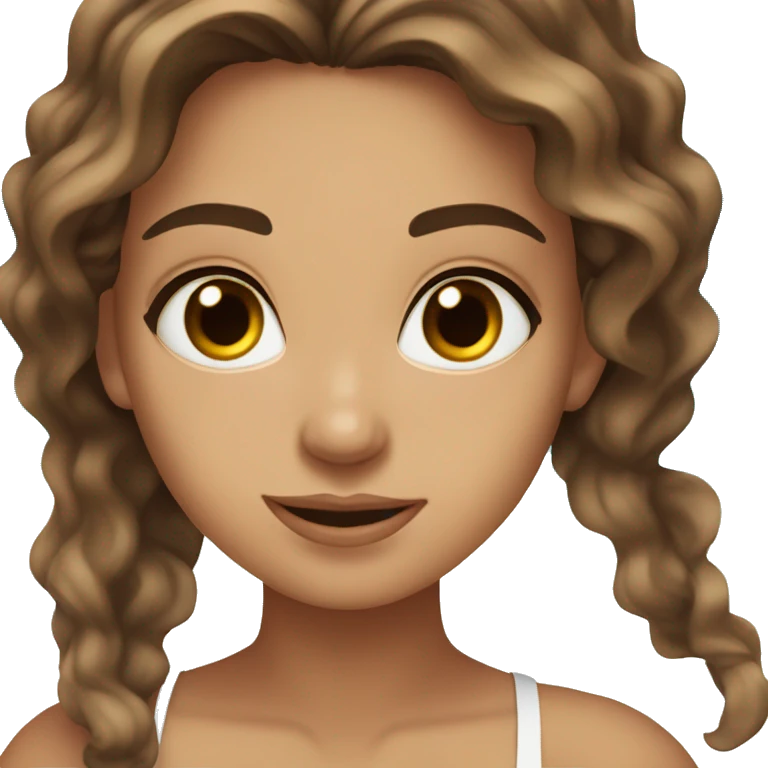 girl brown hair brown eyes tan wavy hair beach emoji