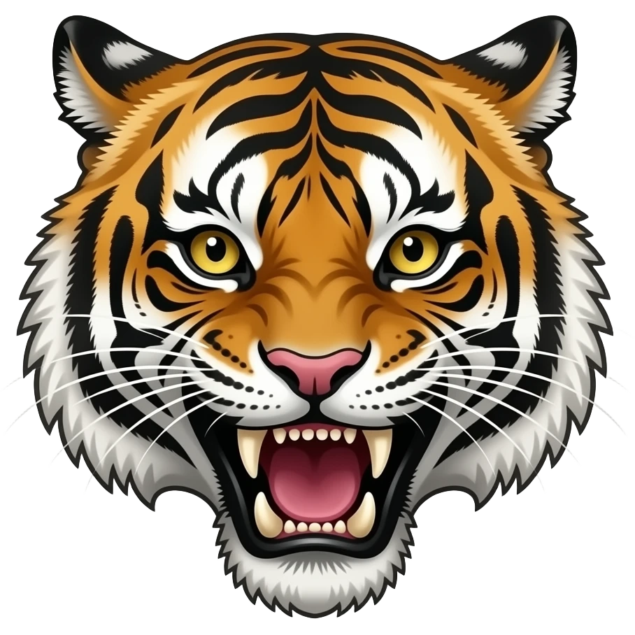 Thai Sak yant twin tigers tattoo emoji