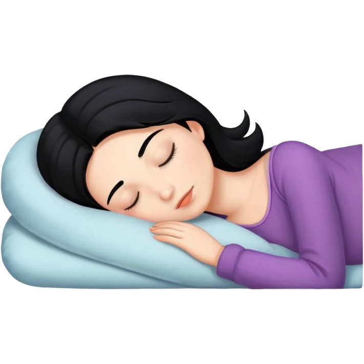 Girl with black hair & fair skin sleeping emoji
