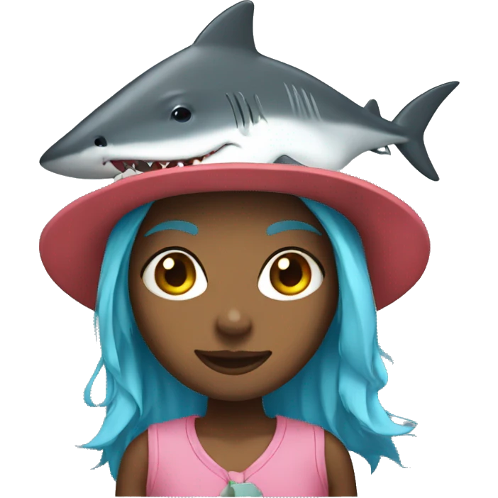 Girl with shark hat emoji