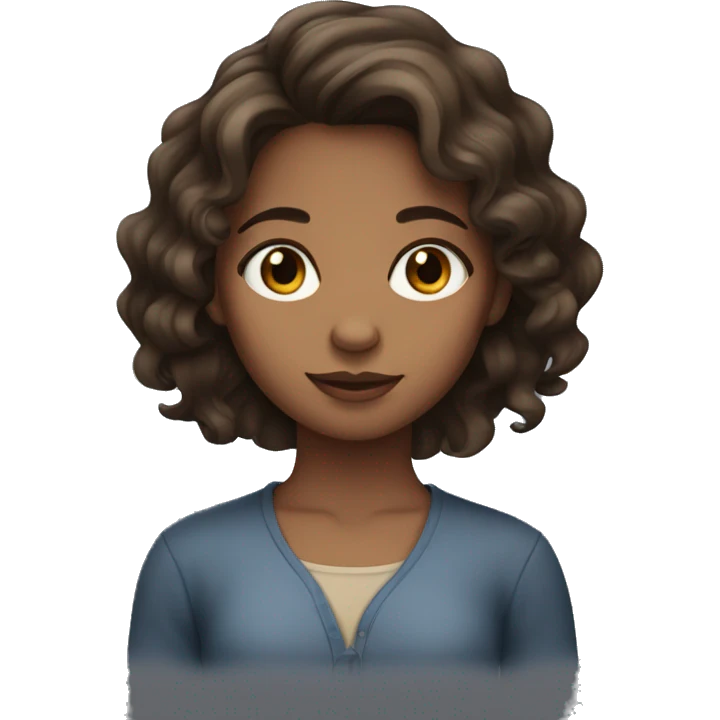 girl with tan skin and wavy dark brown hair emoji