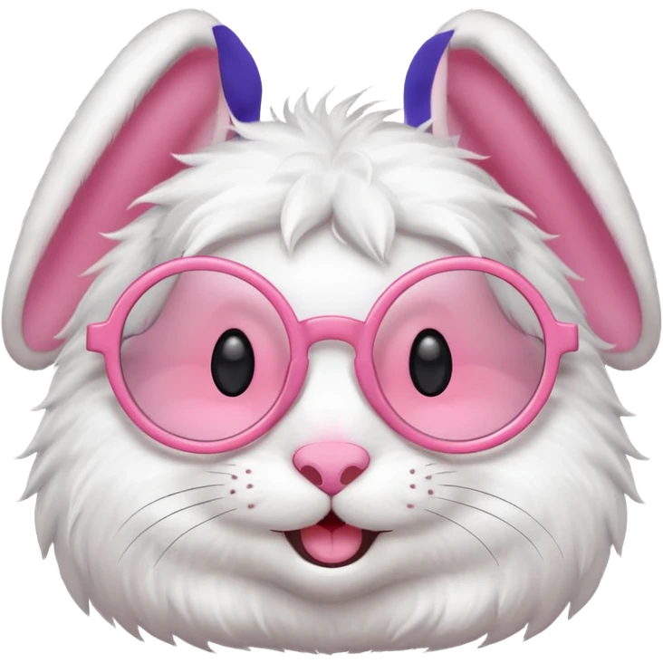 Pink bunny with big circular glasses, smiling. emoji