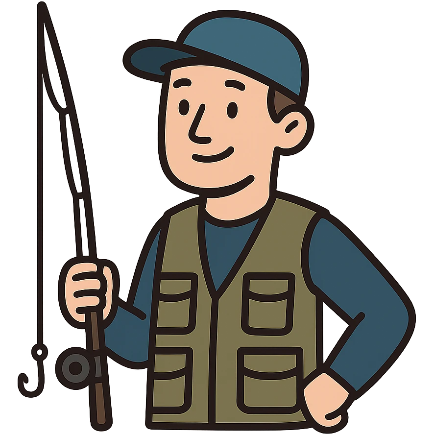 flat toon style fisherman wearing a blue cap emoji