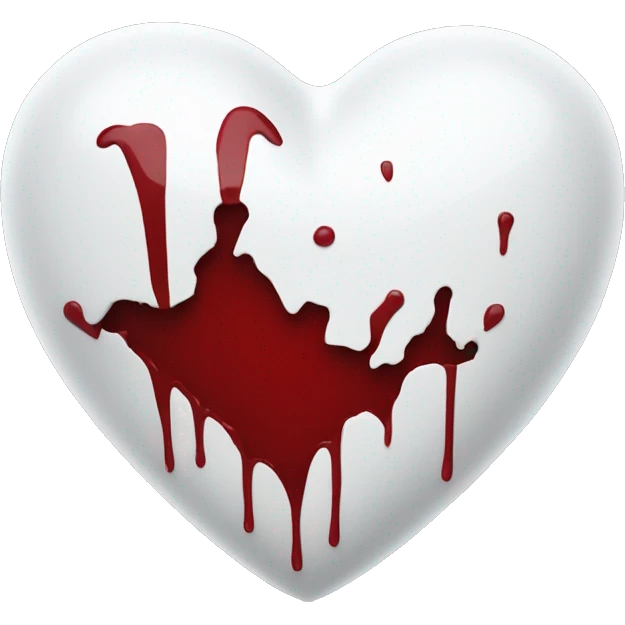 white volumetric heart with blood emoji