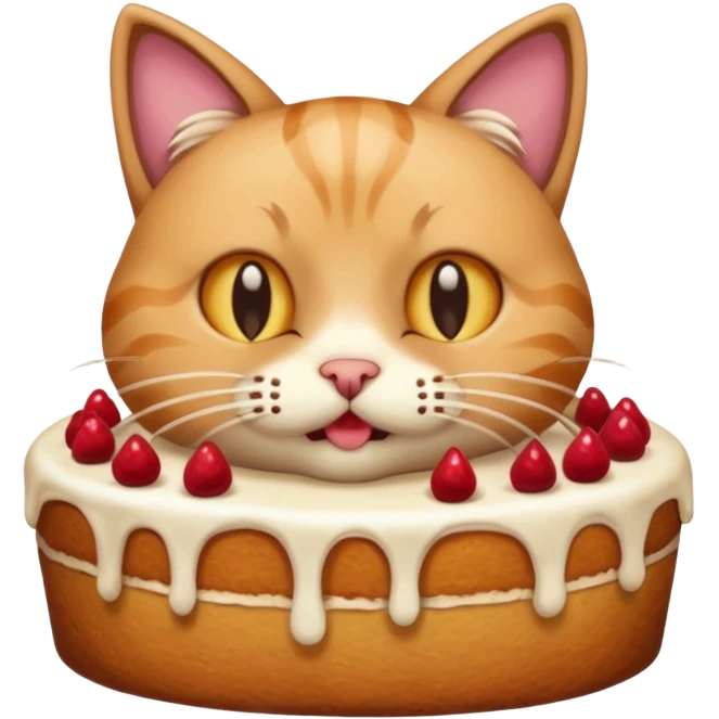Cat vomiting because of eating cake emoji