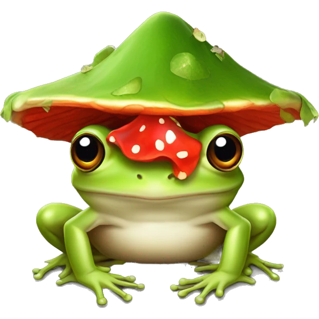 Frog with fly agaric hat on head emoji
