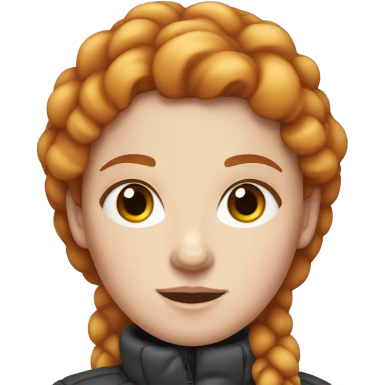  White girl who is ginger with freckles and a puffy coat but the hair is straight  emoji