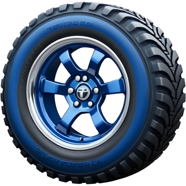 Silver Chrome Tractor tires on glossy dark blue 2025 Toyota 86 off road rally car  emoji