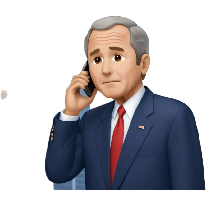  emoji of the world trade center with a plane crashed into it and george bush on a phone in front of them emoji
