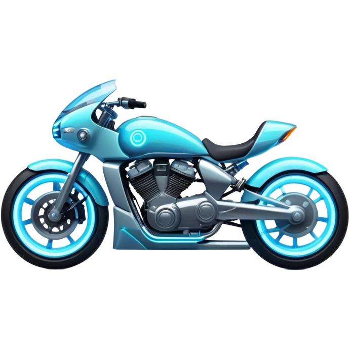 Neon-lit motorcycle with transparent wheels emoji