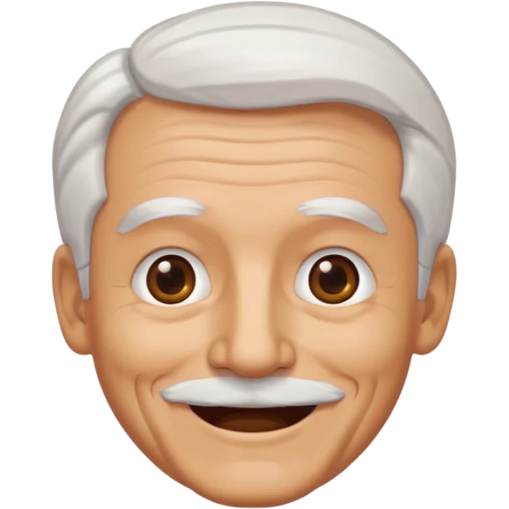 Illustrated emoji of an old man, white hair, no beard, dark eyes, tanned skin  emoji