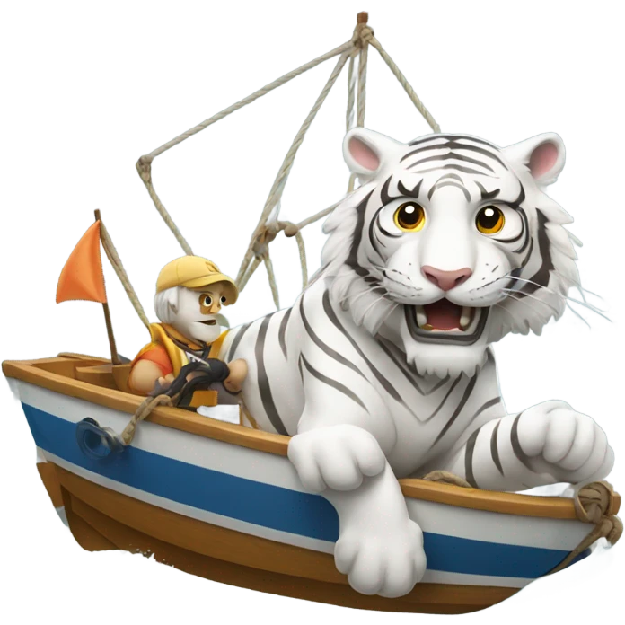 White Tiger towing a boat emoji