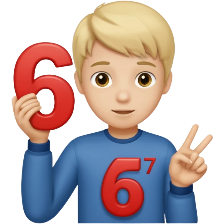 boy holding the number 67 emoji