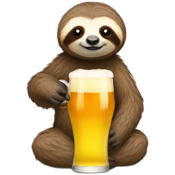 sloth drinking with beer glass emoji