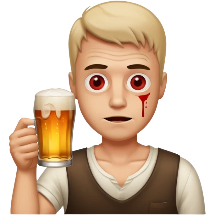 drunk man with a glass of beer emoji
