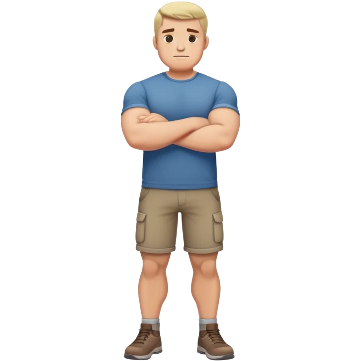 full body bulky male figure standing with arms crossed, muscular build, wearing casual clothes, confident stance emoji