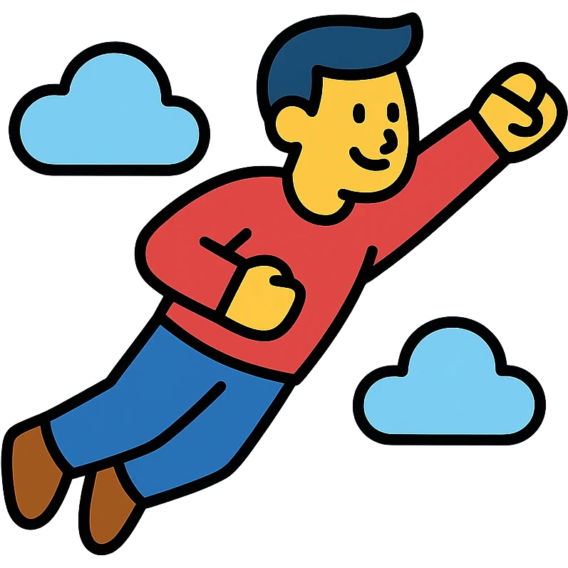 man flying in the clouds, colored icon emoji