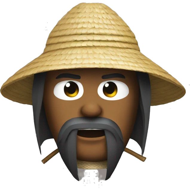 Samurai with straw hat afraid emoji