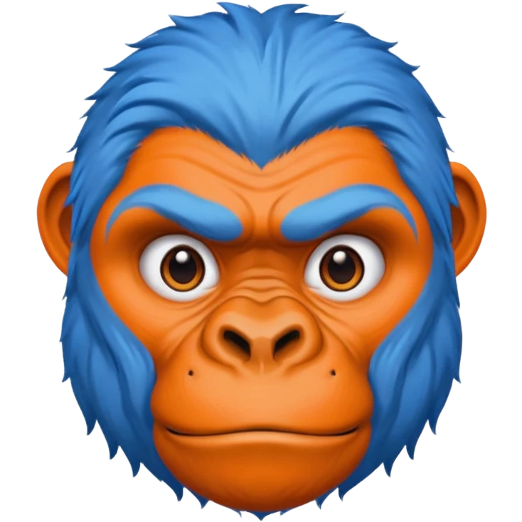 blue haired gorilla head with orange face tattoo lines, no text emoji